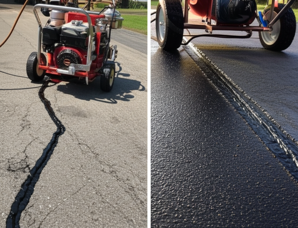 Professional crack filling and asphalt repair service
