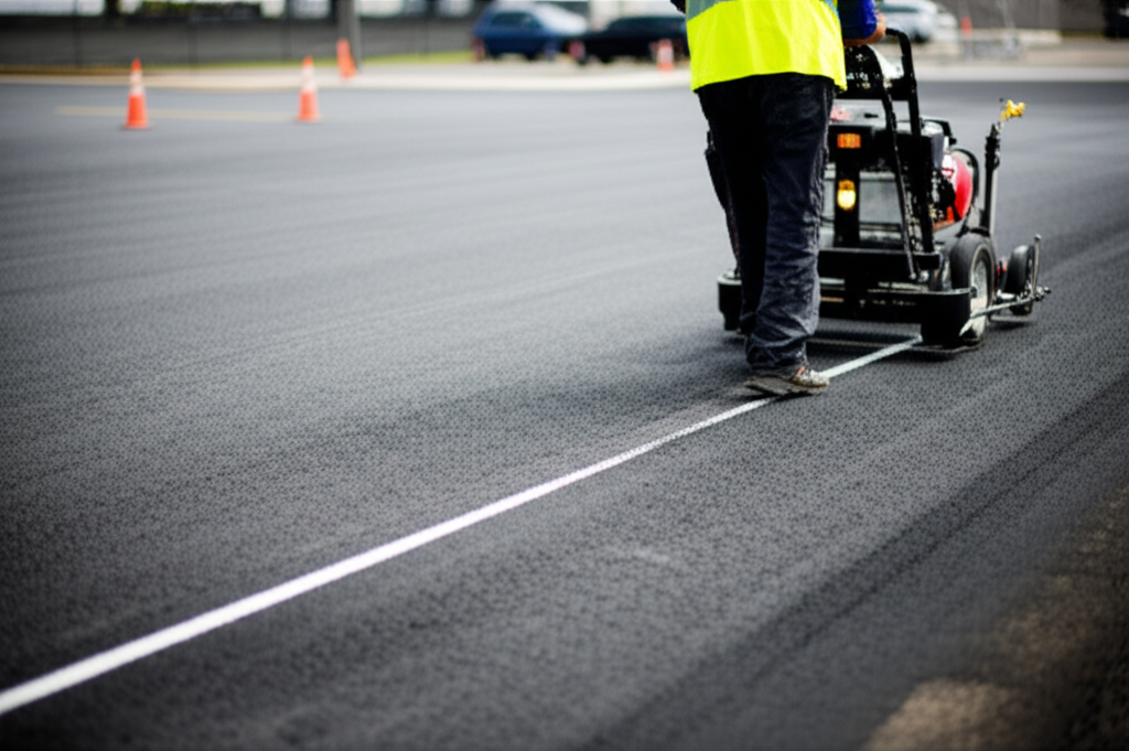 Precision line striping and parking lot marking services